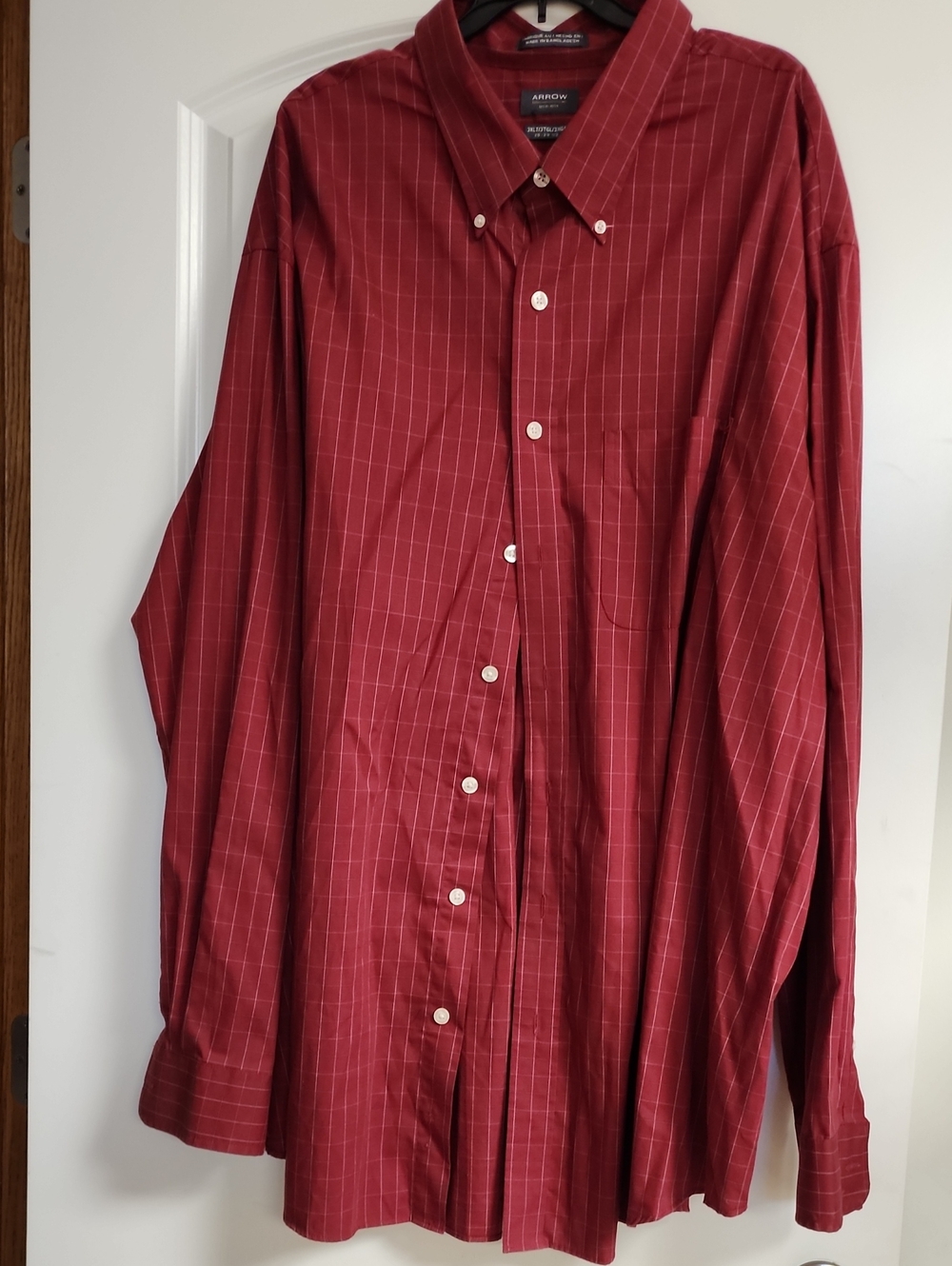 ARROW USA 1851 Men's Burgundy Windowpane Plaid Button Down Shirt 3XLT Big & Tall